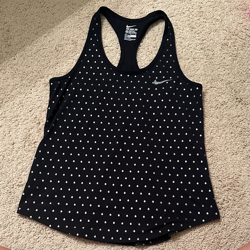 Nike Women's Dri-Fit Black and White Tank Top